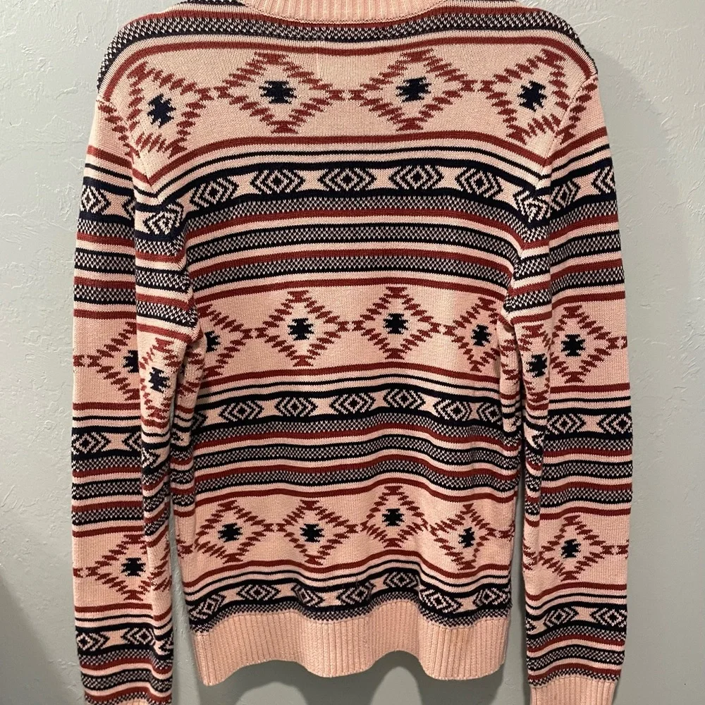 American Rag Mens Size S Brown Aztec Southwestern Print Pullover Sweater Western - Picture 2 of 7